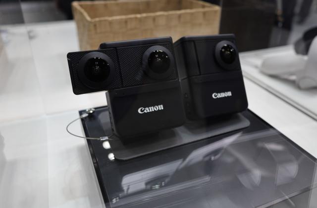 A photo of a prototype Canon 380 and 180 VR camera