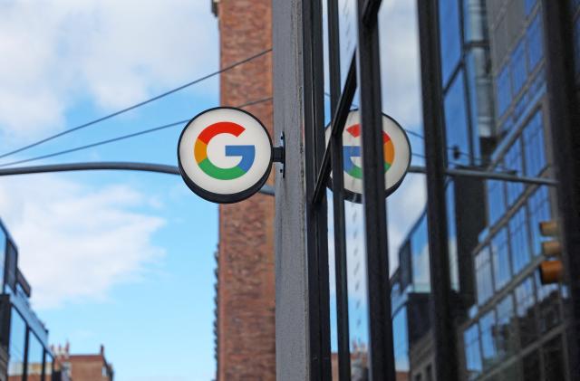 The logo of Google LLC is seen at the Google Store Chelsea in New York City, U.S., January 20, 2023.  