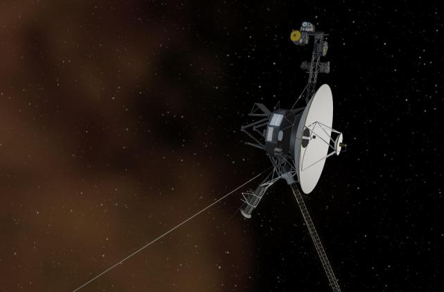 An illustration of the Voyager 2 spacecraft against a space backdrop with stars.
