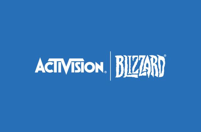 Activision Blizzard logo against a blue background
