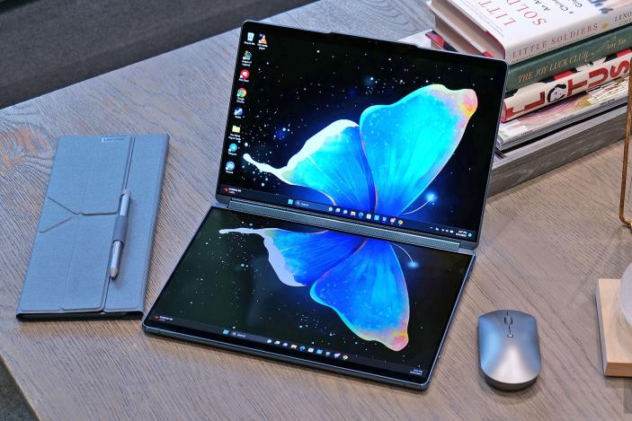 Lenovo's Yoga Book 9i is the first laptop to ditch a physical keyboard in favor of a true dual-screen design. 